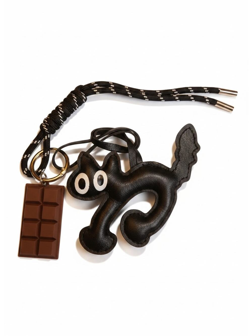 Black Kitty Chocolate Bar Bag Charm Kawaii Purse Accessory